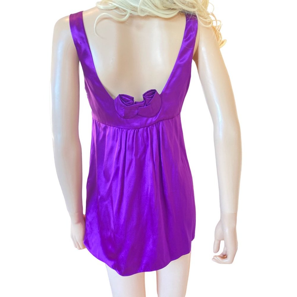 Rebecca Taylor Silk Purple Flower Rose Accent Sleeveless Blouse Top 4 Small ** - Picture 6 of 15